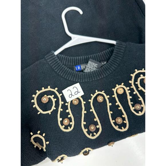 IB Diffusion Womens Sweater Size Large Black Textured Beaded Knit Vintage - Picture 12 of 12